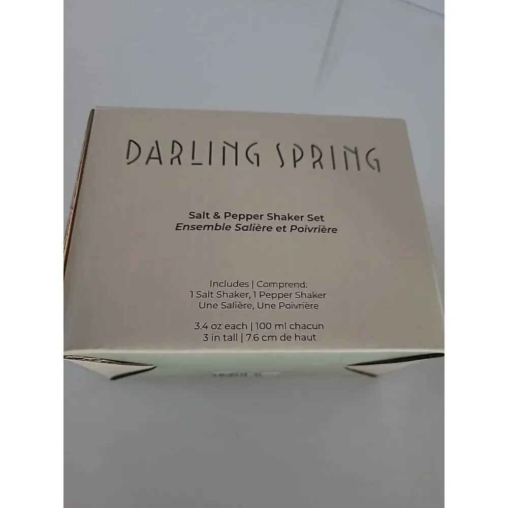 Darling Spring Salt Pepper Shaker Set NEW Farmhouse Ceramic Stoneware Green